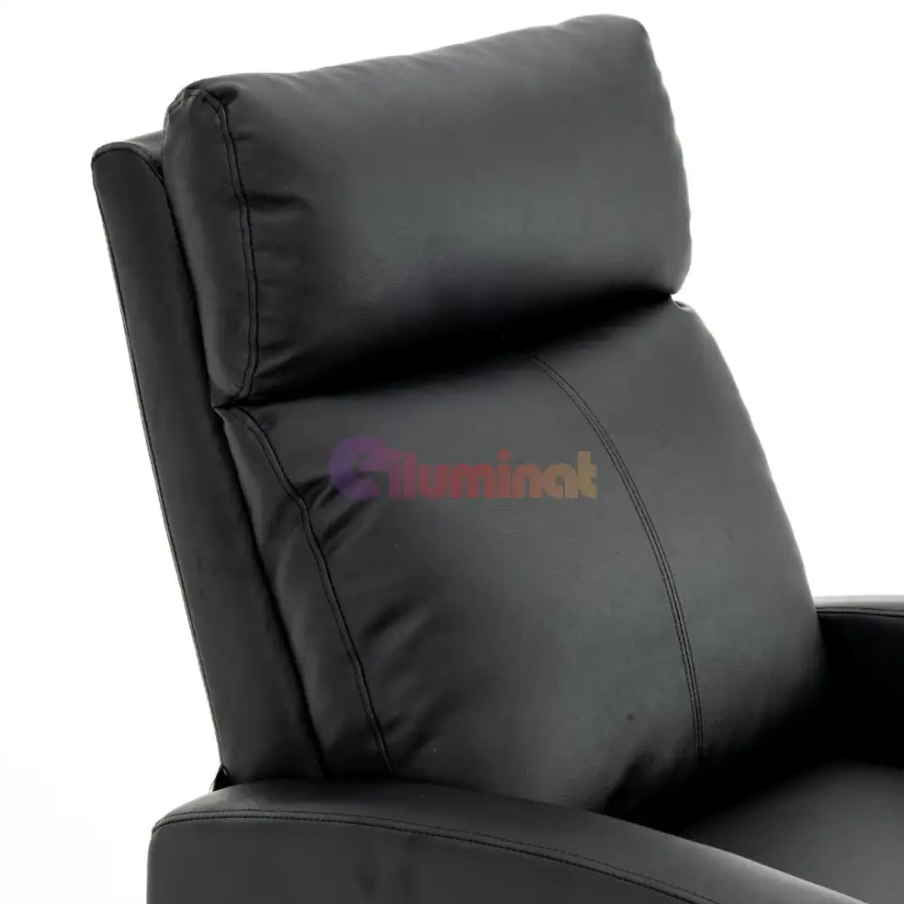 Fotoliu Recliner din Piele Ecologică Spatar Rabatabil si Suport Picioare Extensibil Negru FOTOLIU CU RECLINER / NEAGRA