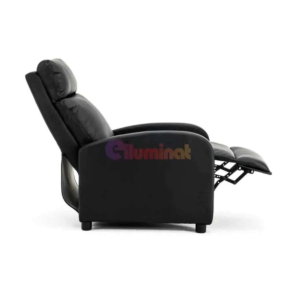 Fotoliu Recliner din Piele Ecologică Spatar Rabatabil si Suport Picioare Extensibil Negru FOTOLIU CU RECLINER / NEAGRA