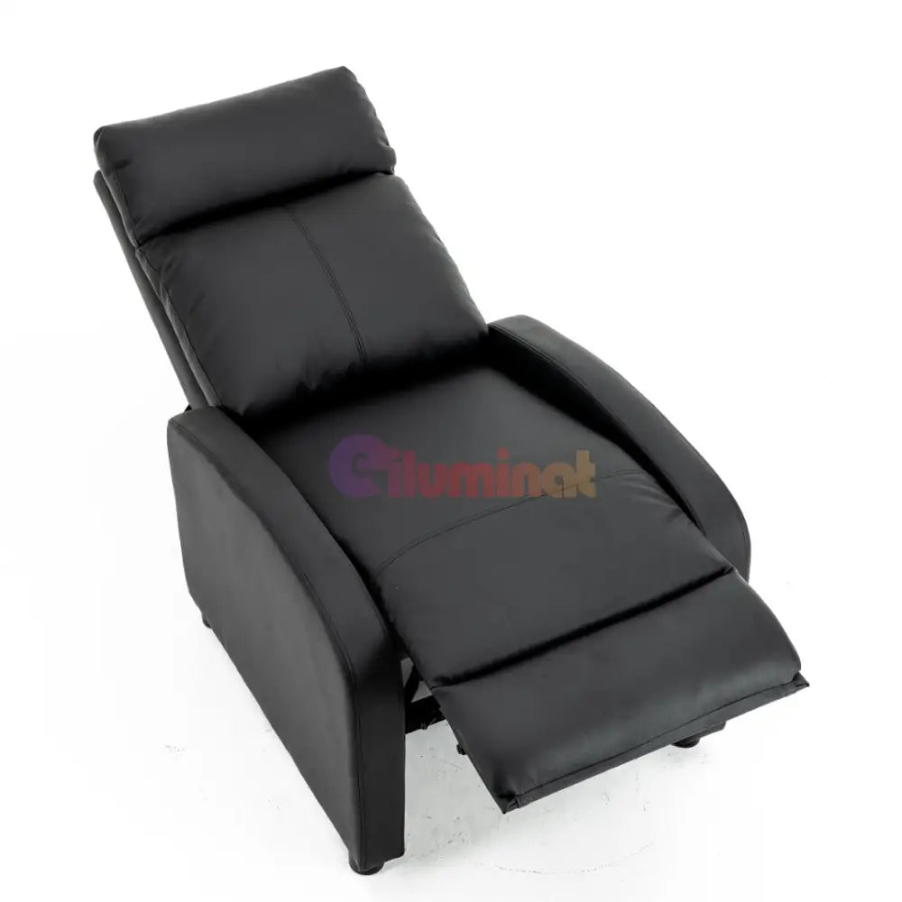 Fotoliu Recliner din Piele Ecologică Spatar Rabatabil si Suport Picioare Extensibil Negru FOTOLIU CU RECLINER / NEAGRA