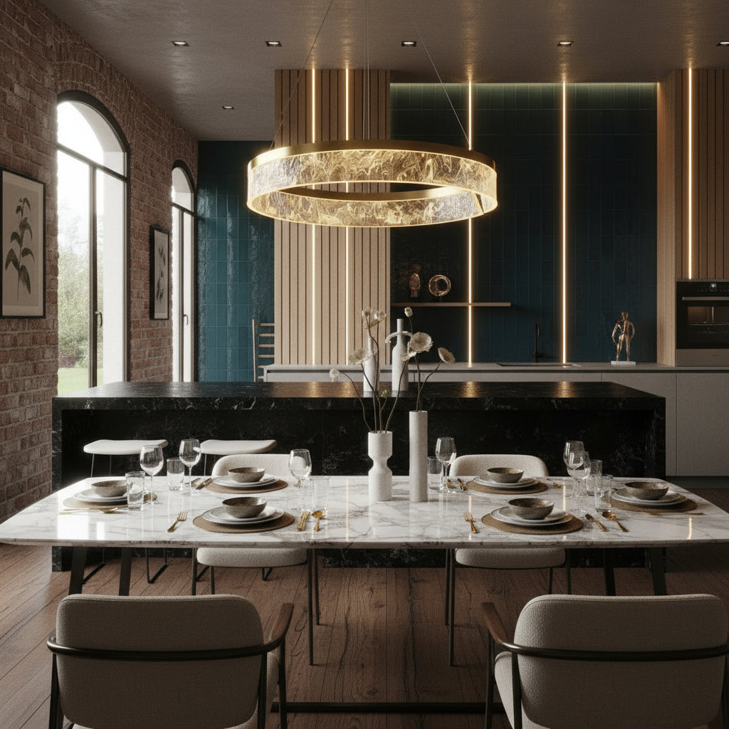 Lustra LED Suspendata OMNI Gold Echivalent 250W Telecomanda