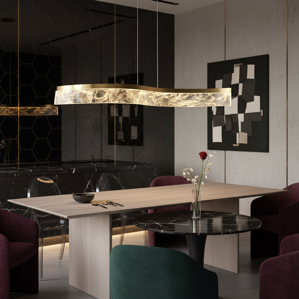 Lustra LED Suspendata OMNI Gold Echivalent 200W Telecomanda