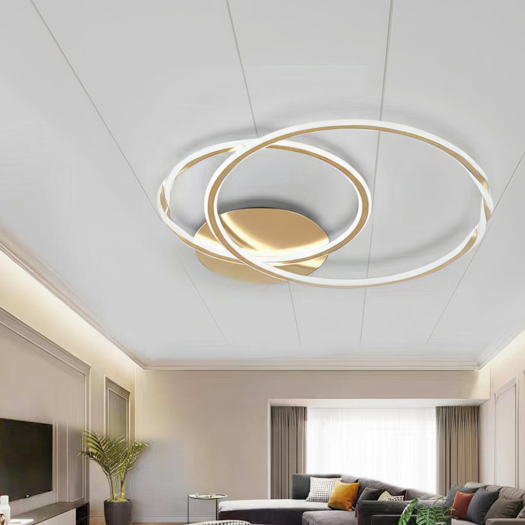 Lustra LED 2 GOLD CIRCLE Echivalent 600W Telecomanda