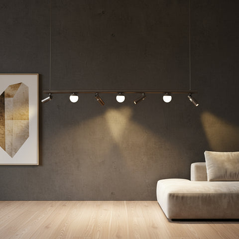 Lustra LED Suspendata Abajur cu 4 Spoturi MELI Black Echivalent 150W Resigilat R3