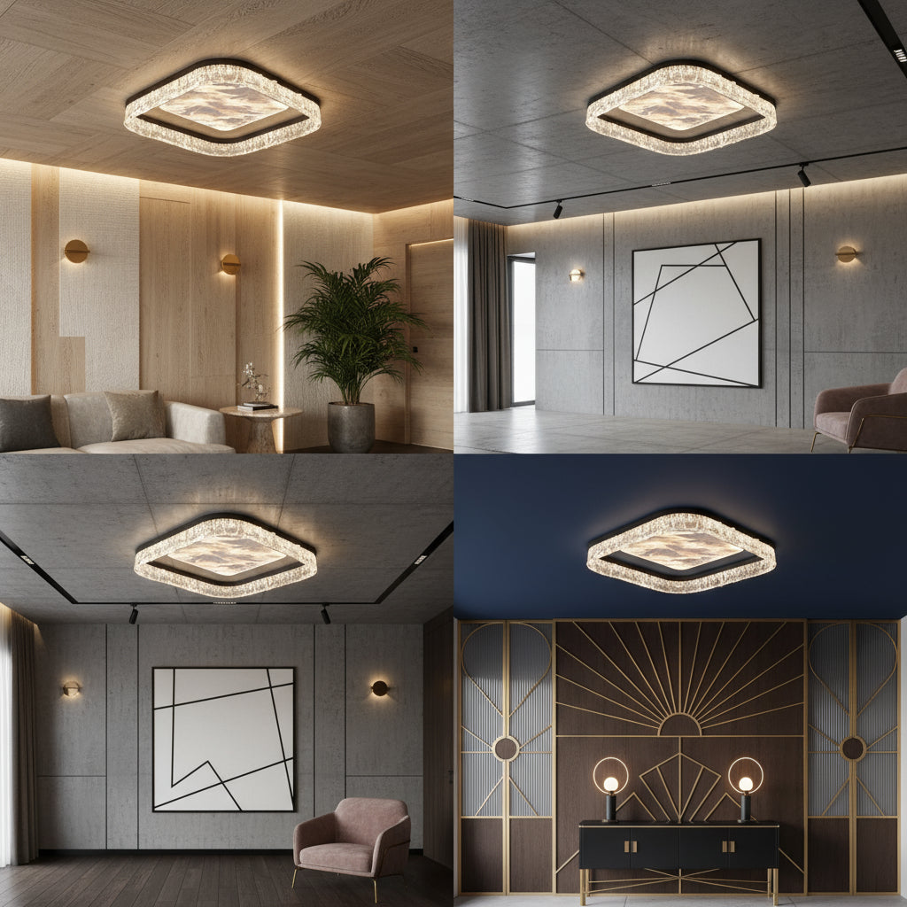 Lustra LED SQUARE SAARI Black Echivalent 500W Telecomanda