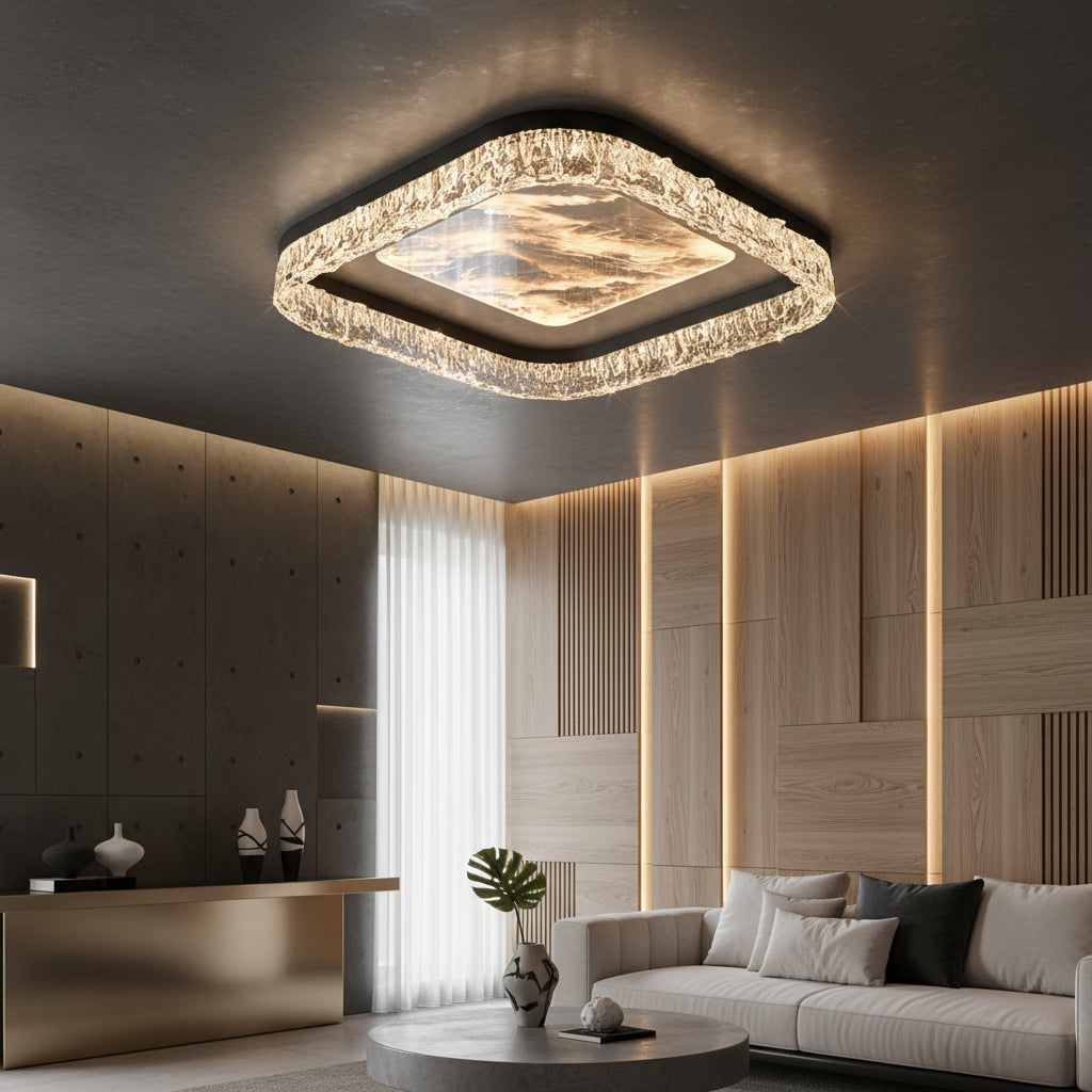 Lustra LED SQUARE SAARI Black Echivalent 500W Telecomanda