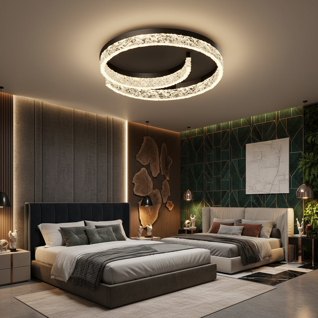 Lustra LED ROUND SAARI Black Echivalent 300W Telecomanda