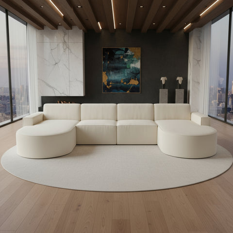 Coltar Modern Tip U Crem Deschis 390x175cm Resigilat