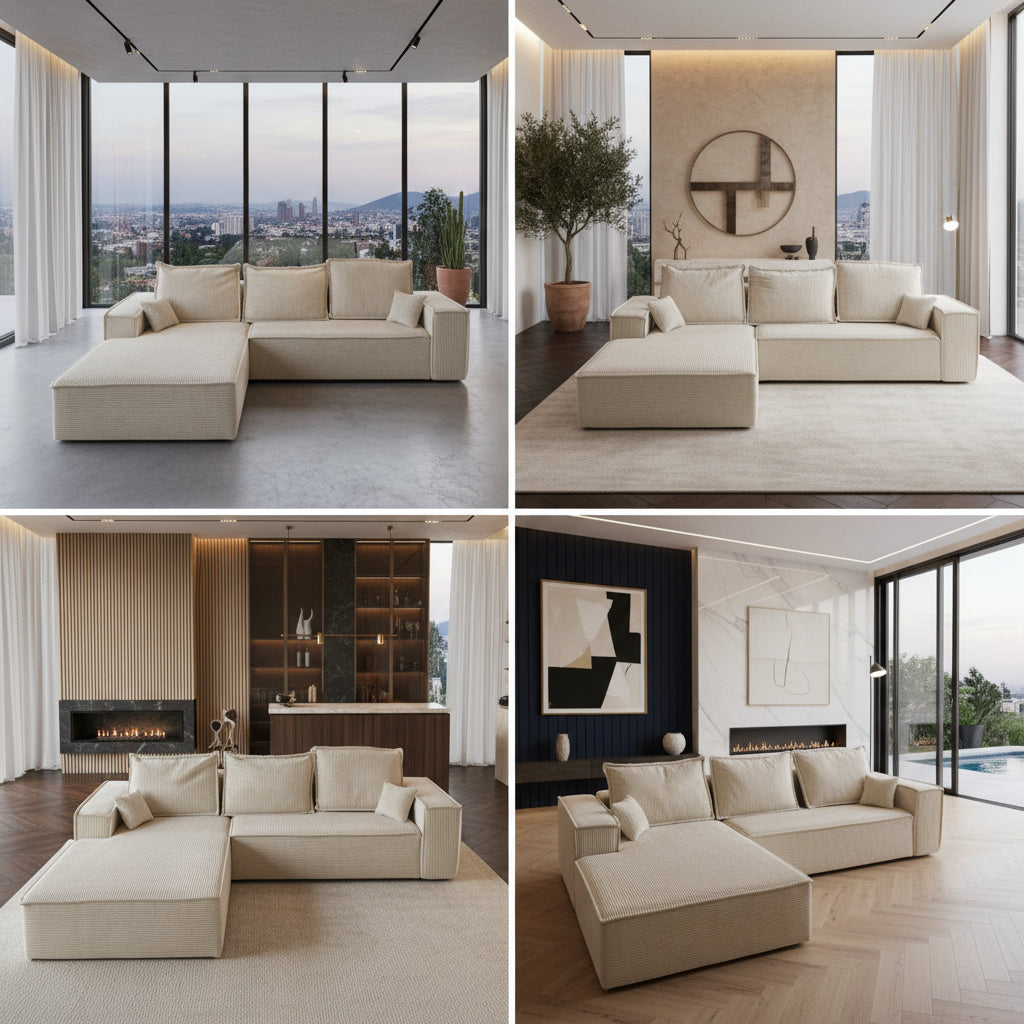 Coltar Extensibil Crem CLARA 265x165cm Resigilat