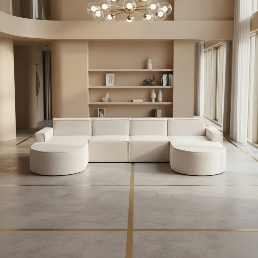 Coltar Modern Tip U Crem Deschis 390x175cm Resigilat