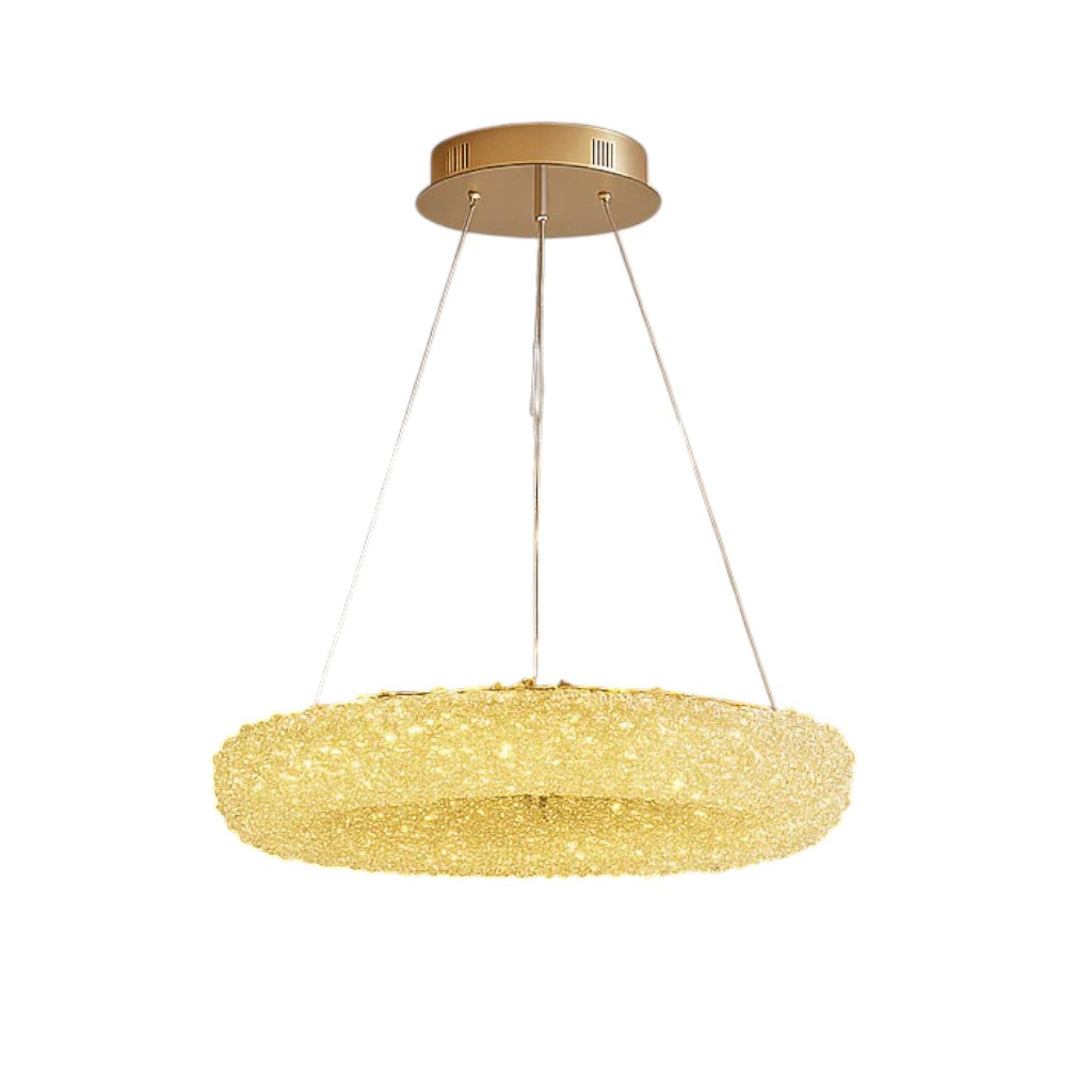 Lustra LED Suspendata ENZO Golden Sponge Cristal Echivalent 300W