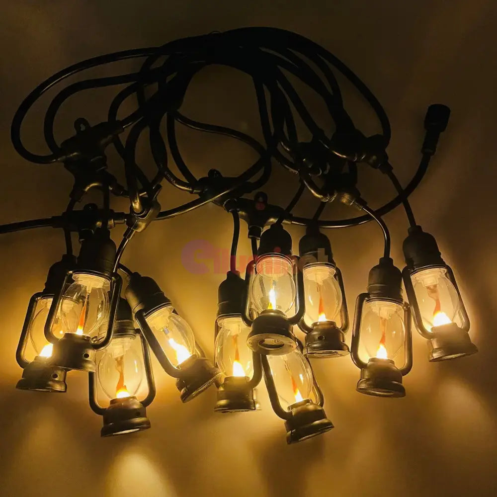 Ghirlanda Luminoasa Tip Felinar 5m / 10 Becuri Flacara miscatoare Interconectabil GHIRLANDA LUMINOASA BULB STRIP