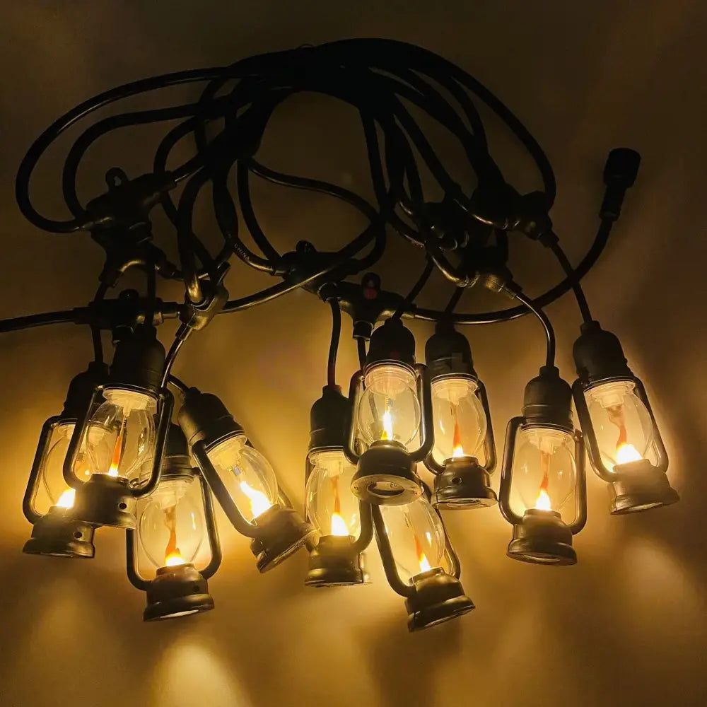 Ghirlanda Luminoasa Tip Felinar 5m / 10 Becuri Flacara miscatoare Interconectabil GHIRLANDA LUMINOASA BULB STRIP