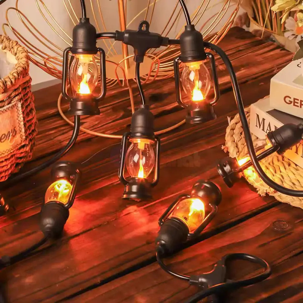 Ghirlanda Luminoasa Tip Felinar 5m / 10 Becuri Flacara miscatoare Interconectabil GHIRLANDA LUMINOASA BULB STRIP