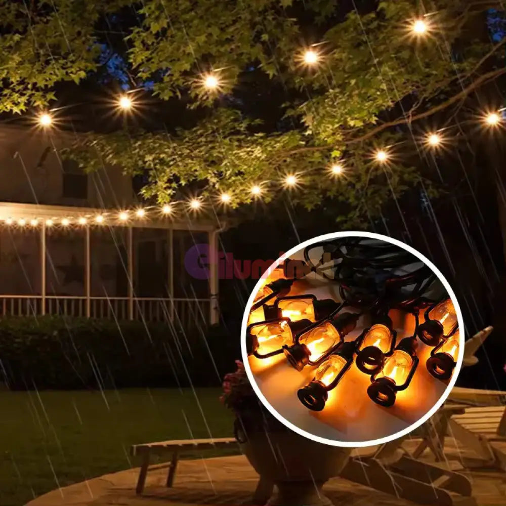 Ghirlanda Luminoasa Tip Felinar 5m / 10 Becuri Flacara miscatoare Interconectabil GHIRLANDA LUMINOASA BULB STRIP