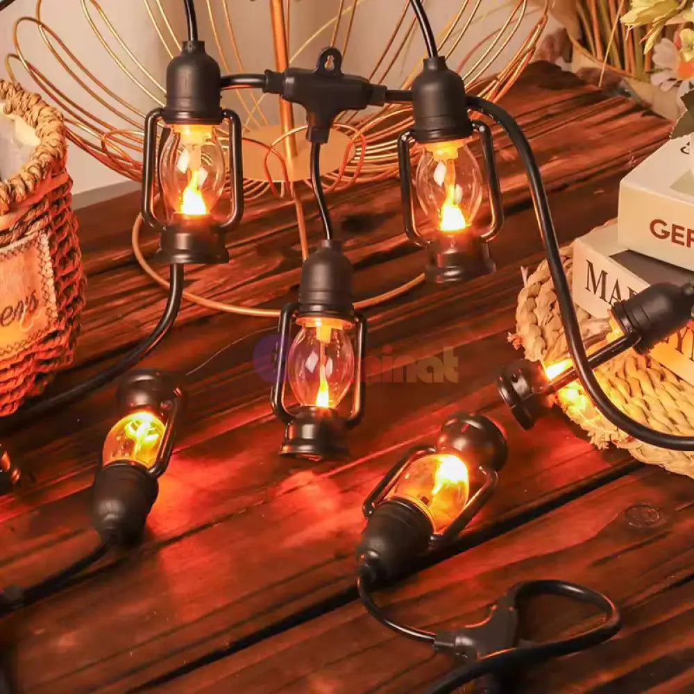 Ghirlanda Luminoasa Tip Felinar 5m / 10 Becuri Flacara miscatoare Interconectabil GHIRLANDA LUMINOASA BULB STRIP