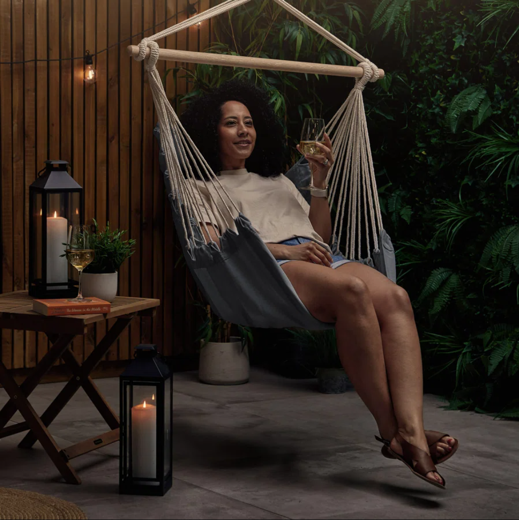 Hamac Suspendat Stil Fotoliu Brazilian Gri Home & Garden