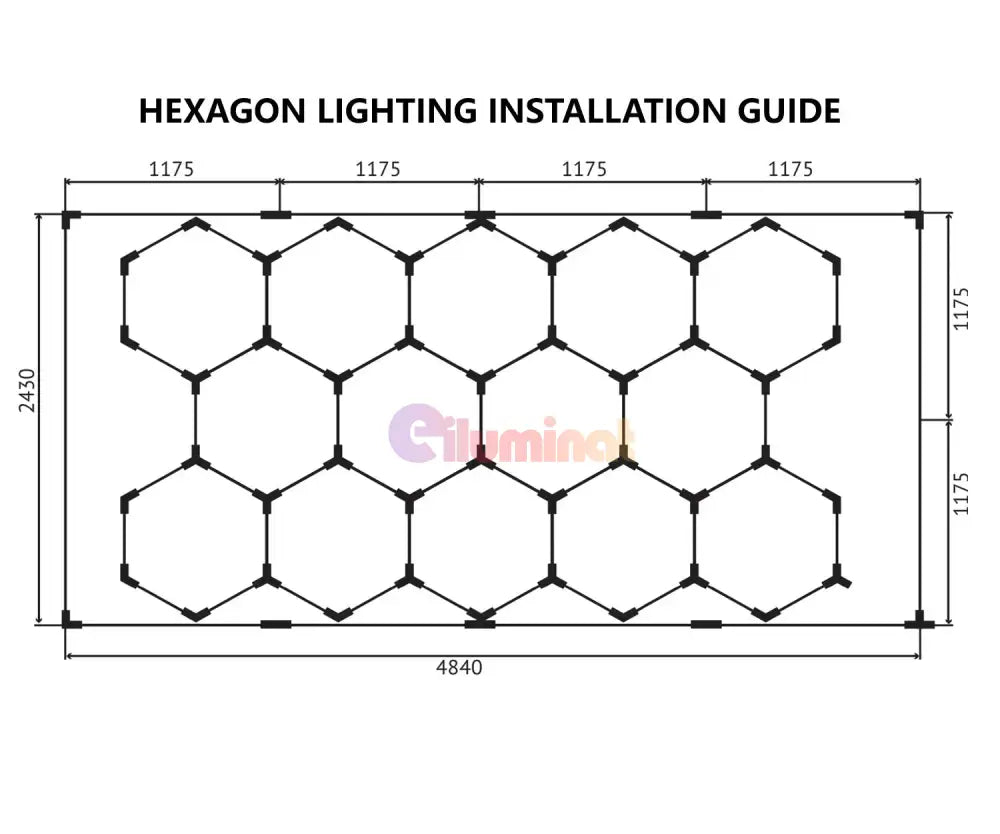 Honeycomb Led 14 Hexagoane Luminoase Cu Rama 672W 484 X 243 Cm Honeycomb Lights