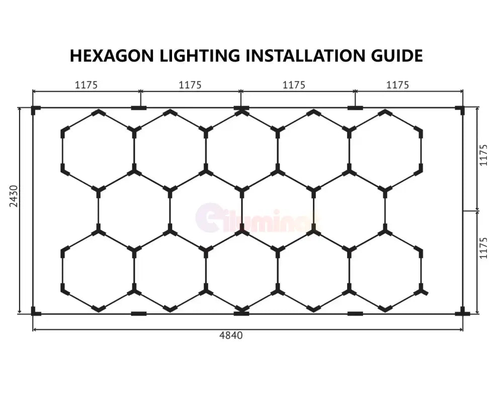 Honeycomb Led 14 Hexagoane Luminoase Cu Rama 672W 484 X 243 Cm Honeycomb Lights