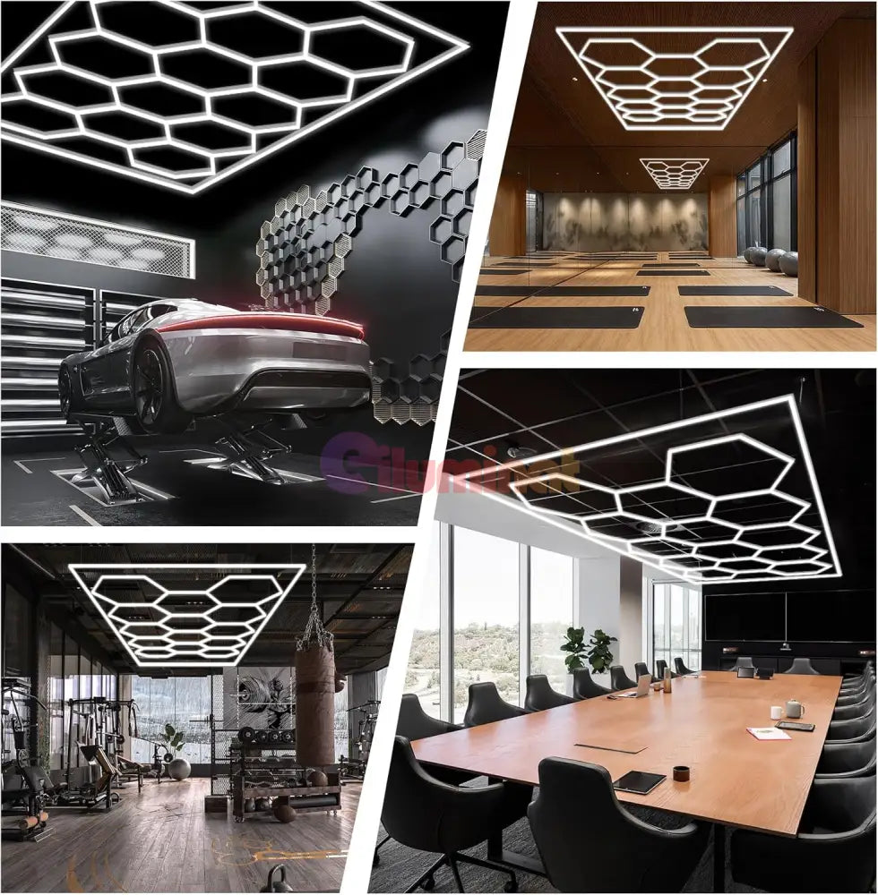 Honeycomb Led 14 Hexagoane Luminoase Cu Rama 672W 484 X 243 Cm Honeycomb Lights