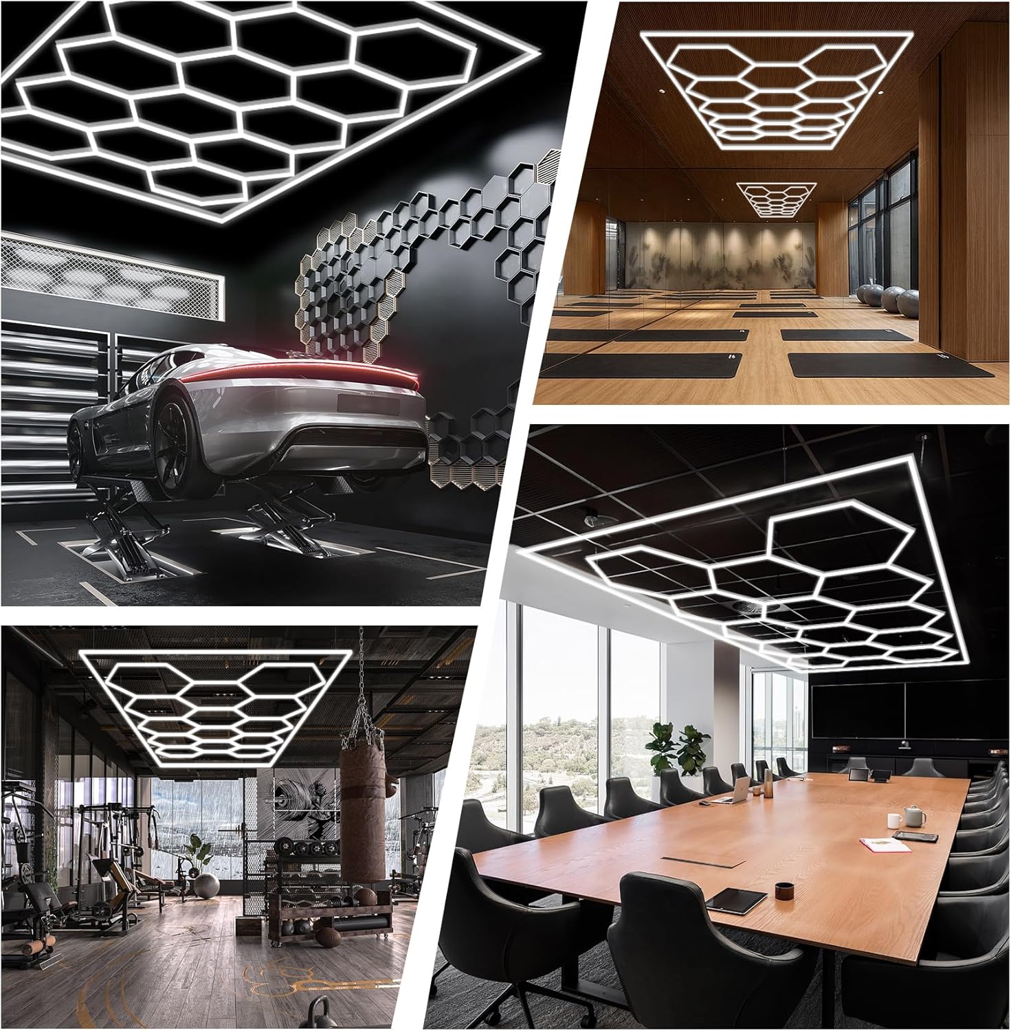 HoneyComb LED 14 Hexagoane Luminoase Cu Rama 672W 484 X 243 CM