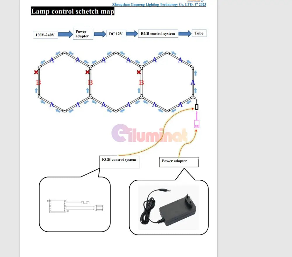 Honeycomb Led Hexagon Luminos Rgb Smart 250Cm X 100Cm Honeycomb Lights