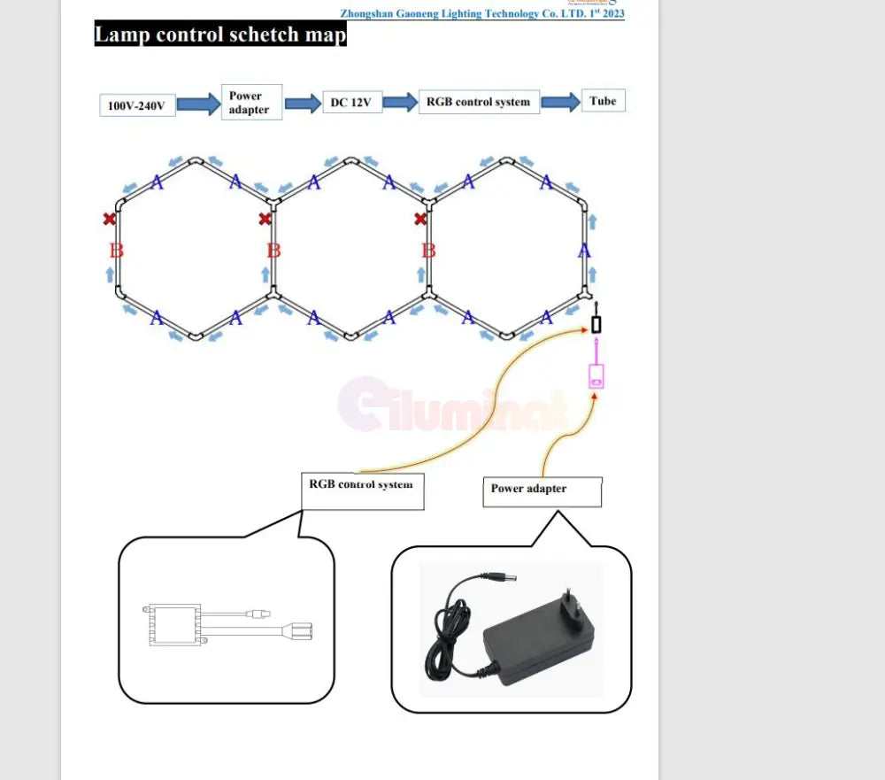 Honeycomb Led Hexagon Luminos Rgb Smart 250Cm X 100Cm Honeycomb Lights