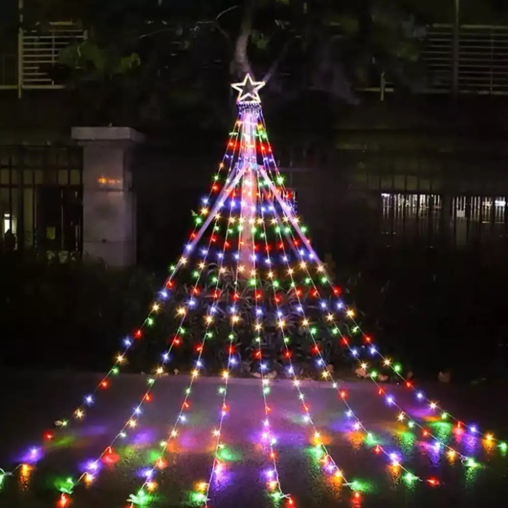 Instalatie Led Perdea Cu Stea In Varf Christmas Light