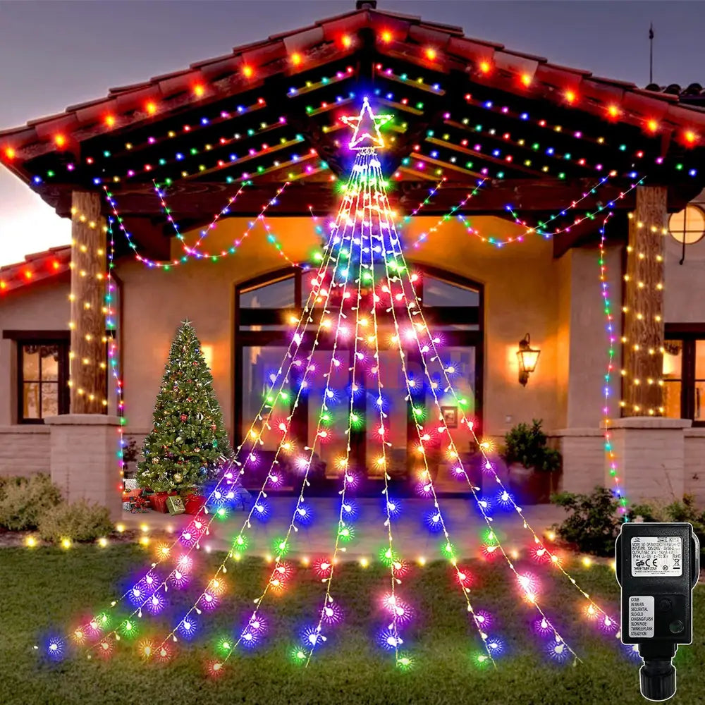 Instalatie Led Perdea Cu Stea In Varf Christmas Light