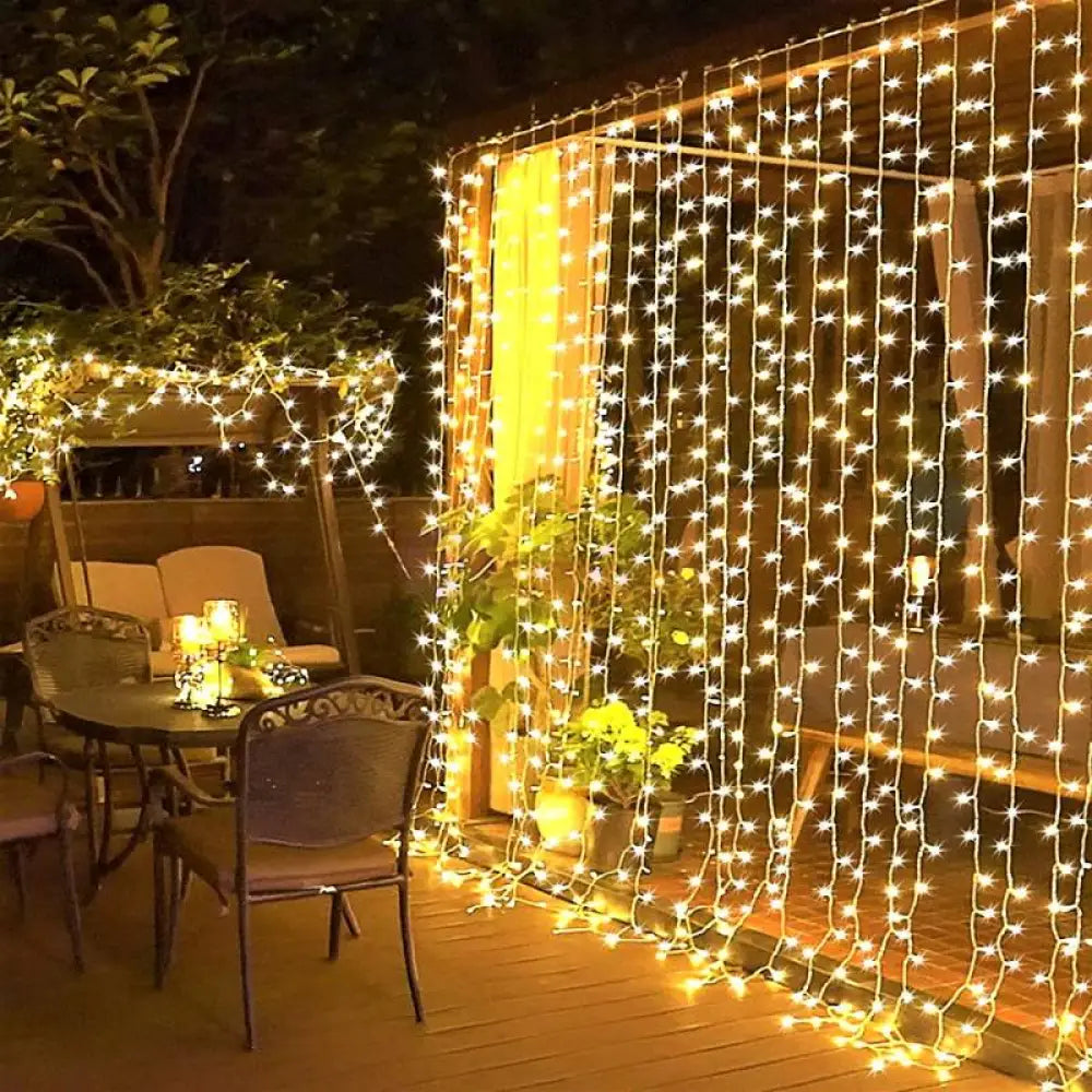 Instalatie Led Perdea Ploaie 120 Led-Uri Hexagon 3X1M Fir Negru Diverse Culori