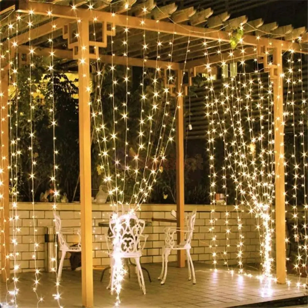 Instalatie Led Perdea Ploaie 120 Led-Uri Hexagon 3X1M Fir Negru Diverse Culori