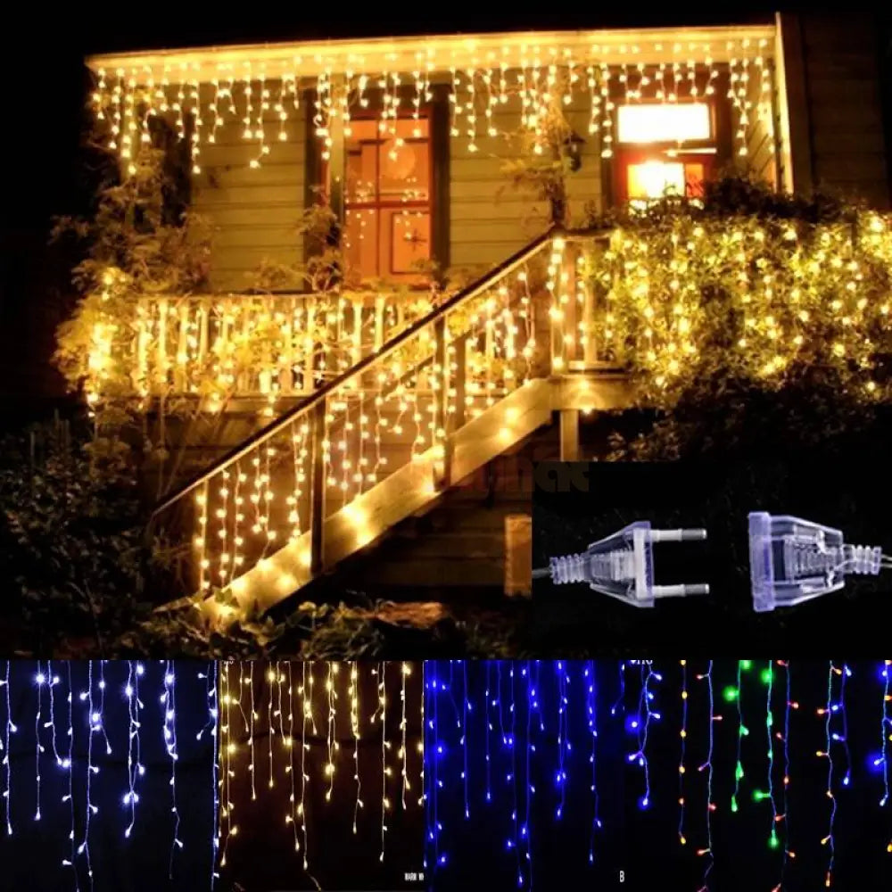 Instalatie Led Perdea Turturi 143 Led-Uri Hexagon 5X0.6M Fir Negru Diverse Culori Christmas Light