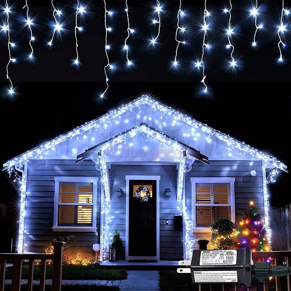 Instalatie Led Perdea Turturi Flash 252 Led-Uri 8X0.6M Fir Alb Diverse Culori Christmas Light