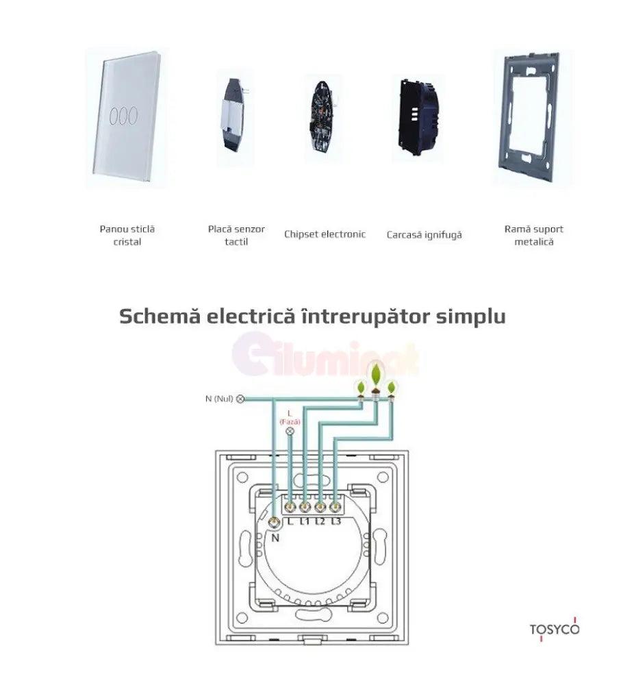 Intrerupator Dimabil Dublu Cu Touch Din Sticla