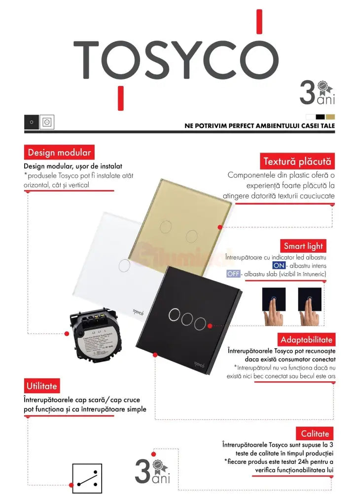 Intrerupator Dimabil Dublu Cu Touch Din Sticla