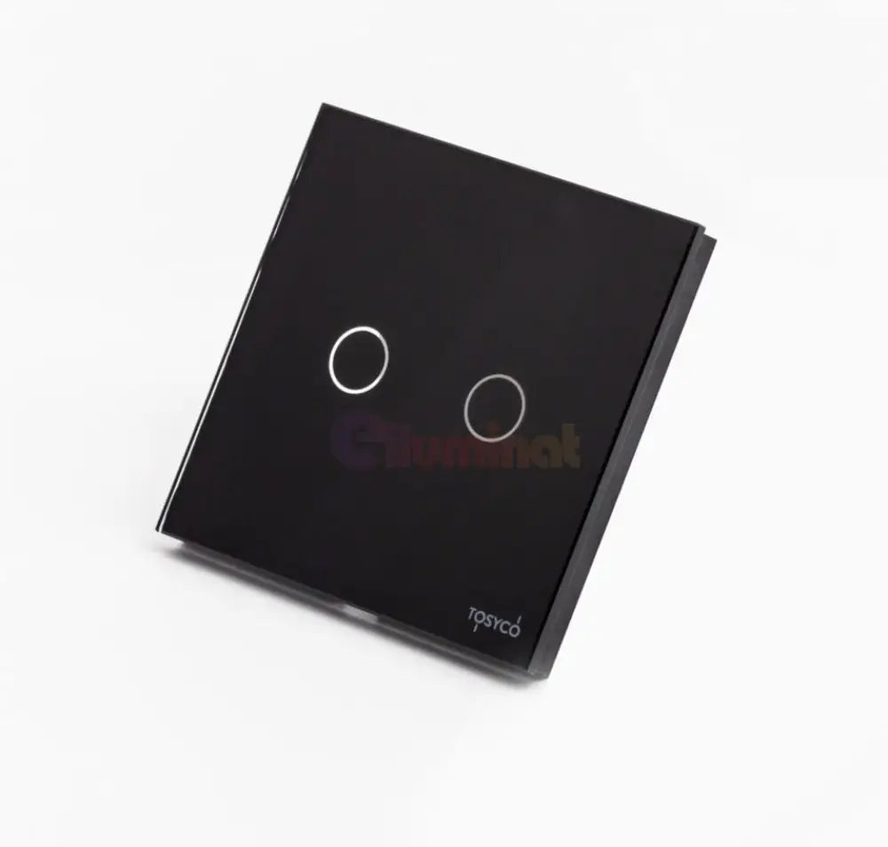 Intrerupator Dimabil Dublu Cu Touch Din Sticla Neagra