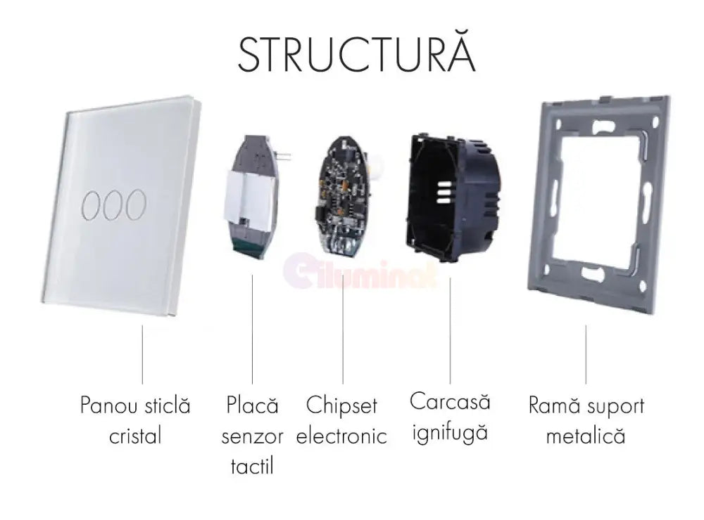 Intrerupator Dimabil Simplu Cu Touch Din Sticla