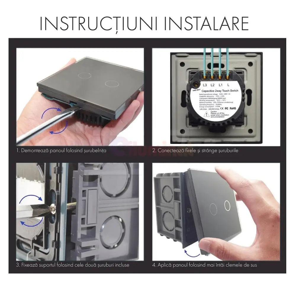 Intrerupator Dimabil Simplu Cu Touch Din Sticla