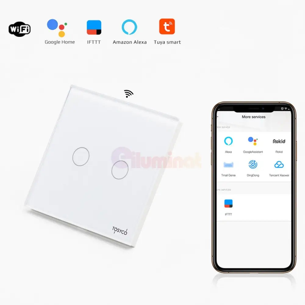 Intrerupator Dublu Wifi Cu Touch Din Sticla