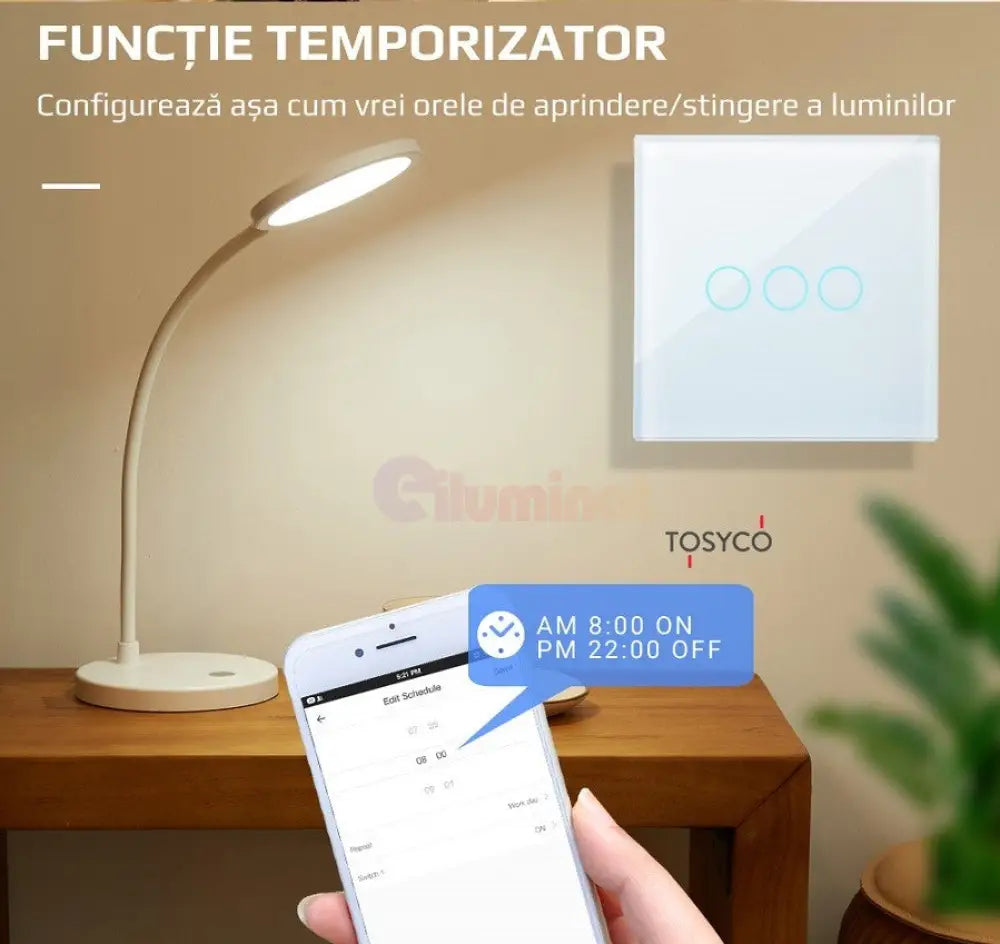 Intrerupator Dublu Wifi Cu Touch Din Sticla