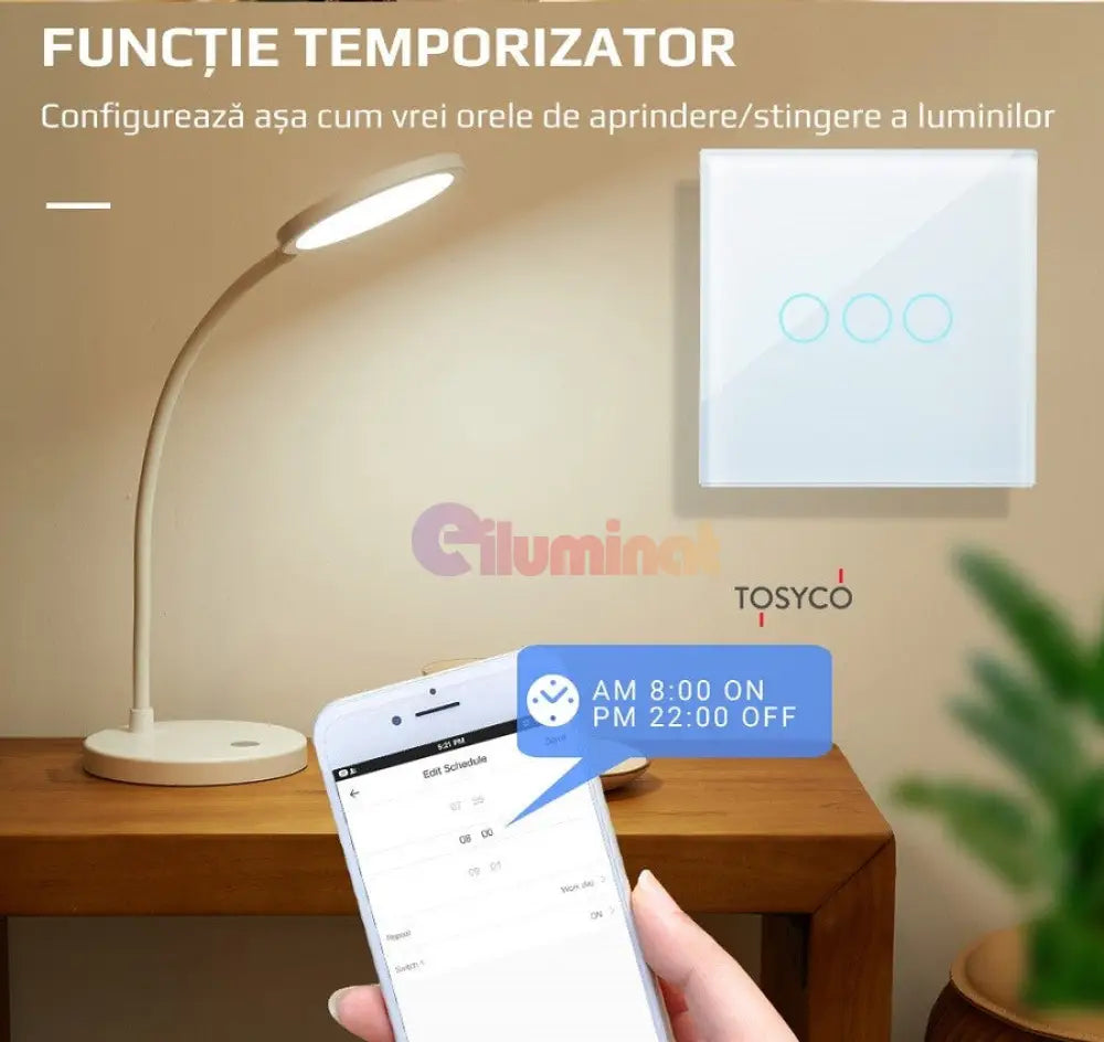 Intrerupator Simplu Wifi Cu Touch Din Sticla
