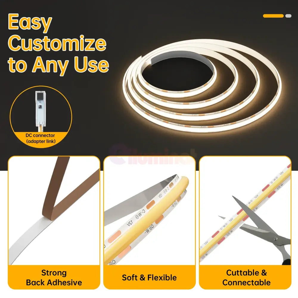 KIT Banda LED 24V CCT 5 metri cu 3 Tipuri de Lumina si Telecomanda 3 FUNCTII / IP21-INTERIOR / 5 METRI LED Strips