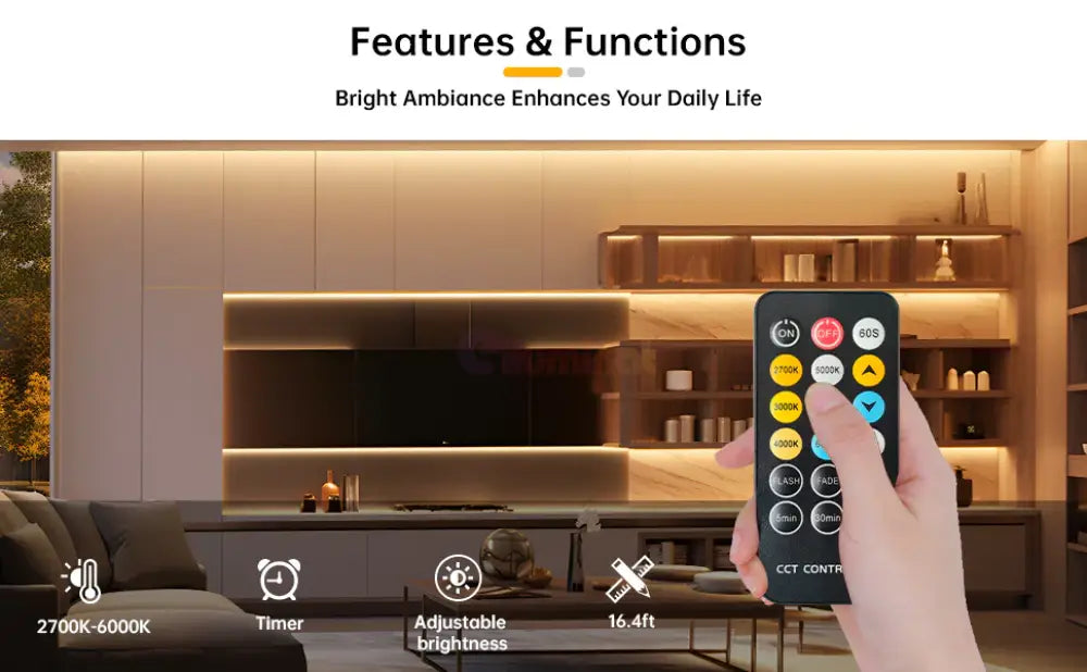 KIT Banda LED 24V CCT 5 metri cu 3 Tipuri de Lumina si Telecomanda 3 FUNCTII / IP21-INTERIOR / 5 METRI LED Strips