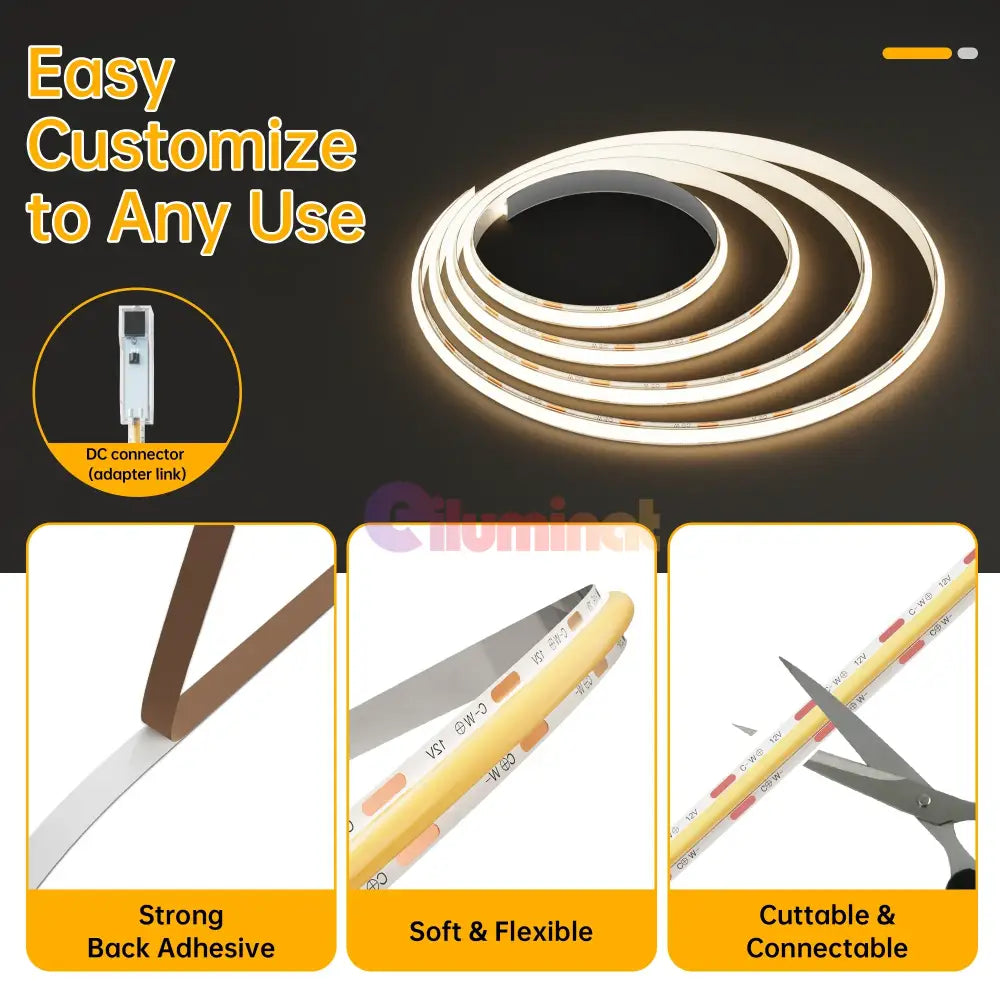 KIT Banda LED 24V CCT 5 metri cu 3 Tipuri de Lumina si Telecomanda 3 FUNCTII / IP21-INTERIOR / 5 METRI LED Strips