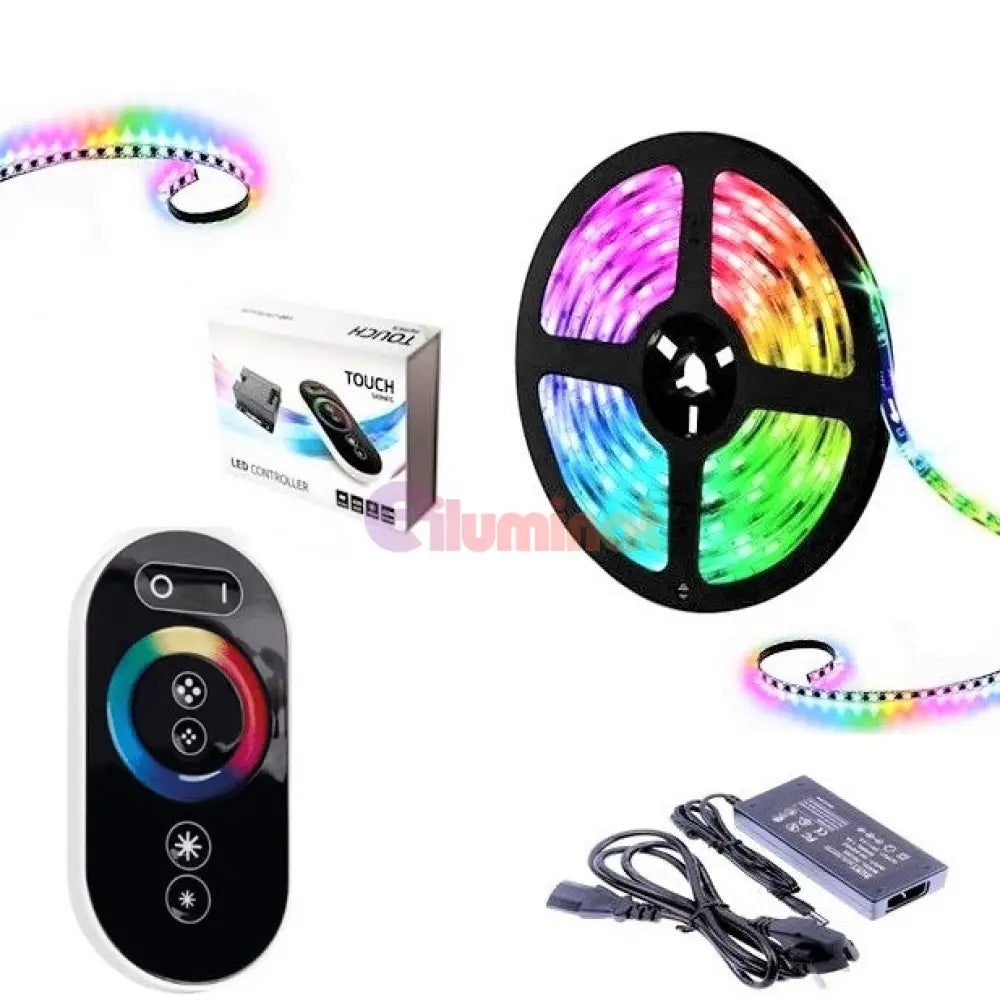 Kit Banda Led Rgb 12V Ip21 5 Metri Telecomanda Rf Touch Strips