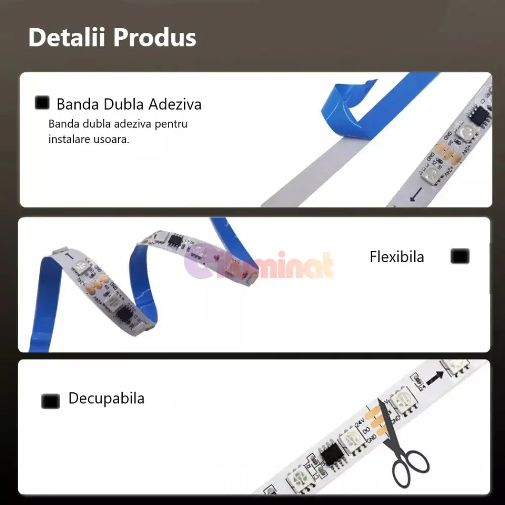 KIT Banda LED RGB 24V Digitala 10 metri IP21 Interior RGB / IP21-INTERIOR / RGB DIGITAL LED Strips