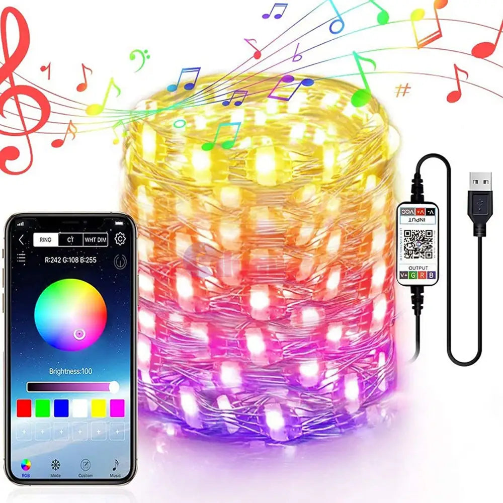 Kit Banda Led Rgb Ic Smart Digital 12V 10M Usb Telecomanda 24 Taste Strips