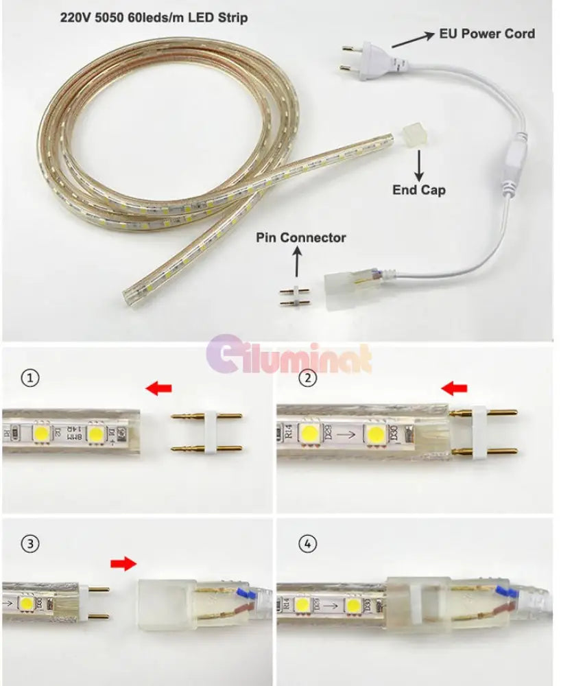 Kit Complet Banda Led 3014 1 Rand 220V - 10W/Ml Strips