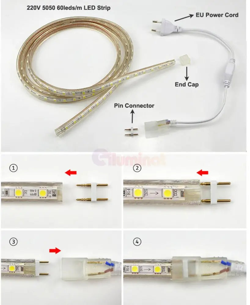 Kit Complet Banda Led 3014 1 Rand 220V - 10W/Ml Strips