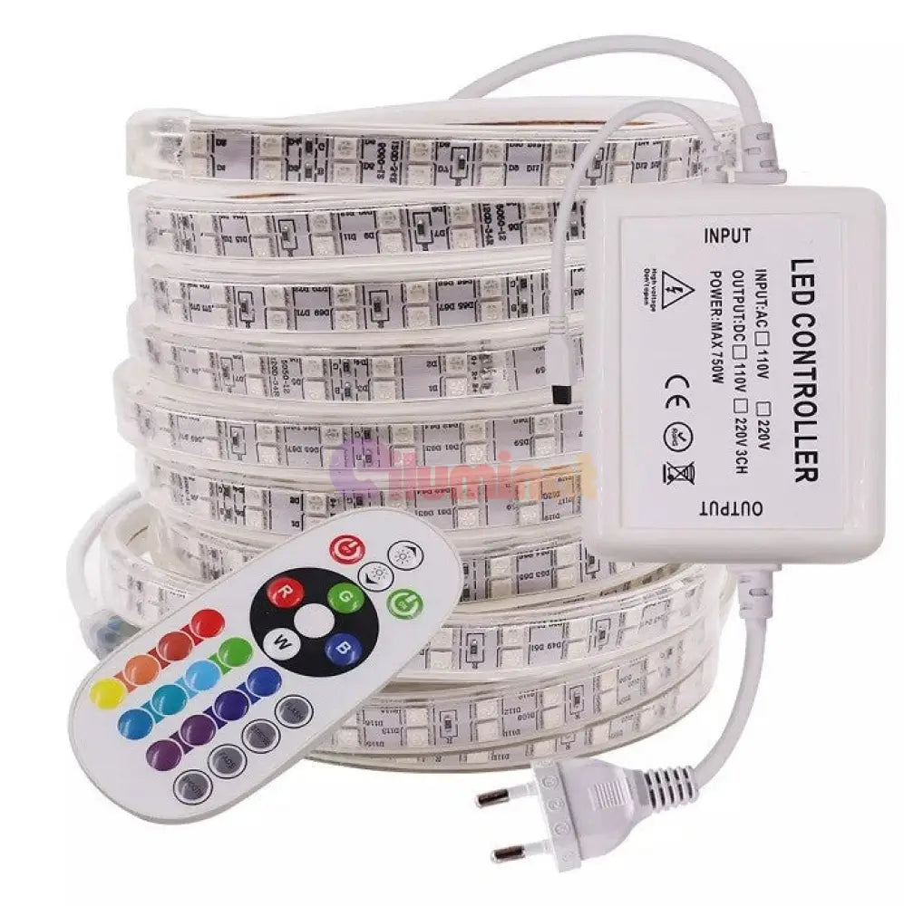 Kit Complet Banda Led 5050 2 Randuri Rgb 220V Strips