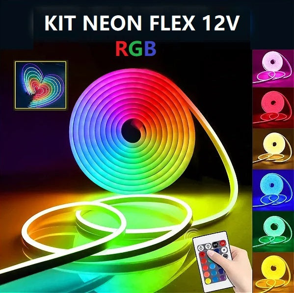 Kit Neon Flex Led Rgb 12V 5M Telecomanda Strips